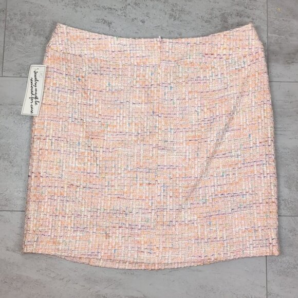 Vintage Bianca Nygard Tweed Skirt Above Knee Side Slit Spring Easter Pastel - Picture 2 of 10